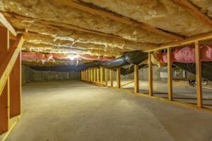 A crawl space is insulated. Importance of Attic insulation.